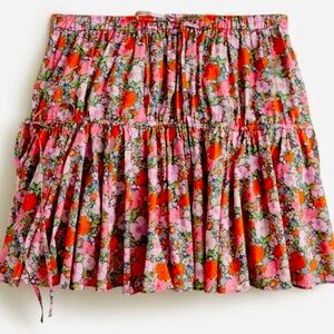 J.Crew Tiered Cotton Mini Skirt In Liberty Meadow Song-NWT- Navy- Size SMALL
